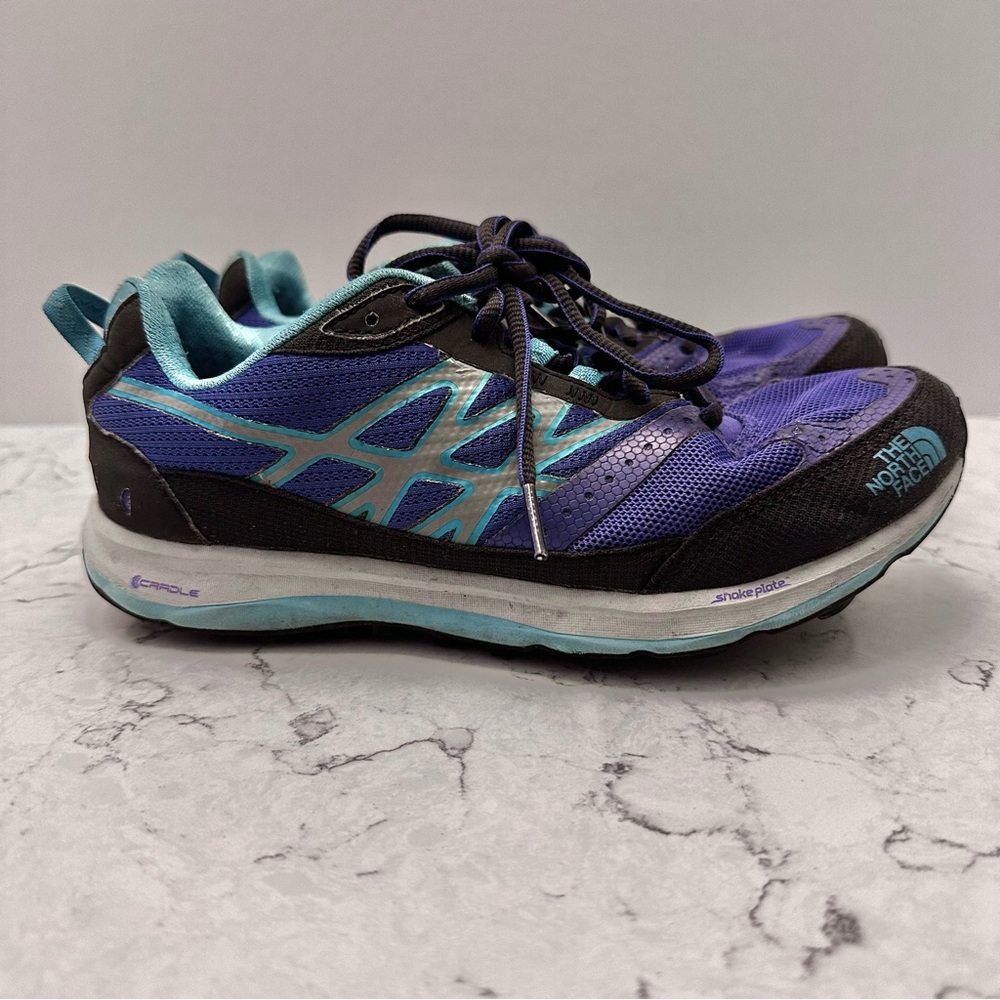 The North Face Women's Sz 6 Blue Cradle Snake Plate Trail Running Walking Shoes
